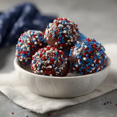 4th of July Truffles in 20 Minutes with Creamy Cocoa Filling Recipe Card