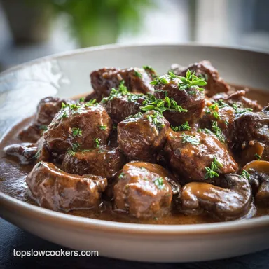 Beef Tips Mushroom Sauce for 4 Servings Recipe Card