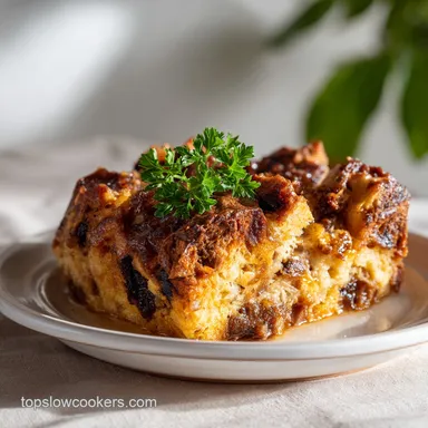 Crock Pot Bread Pudding with Bourbon Sauce Recipe Card