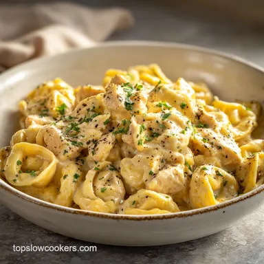 Chicken Alfredo Tortellini Slow Cooked for 6 Servings Recipe Card