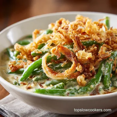 Crock Pot Green Bean Casserole: Creamy, 3 Hours Recipe Card