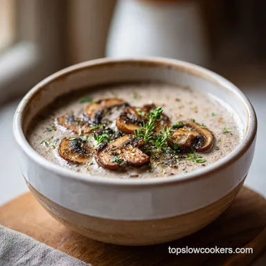 Crock Pot Mushroom Soup for 6 Servings Recipe Card