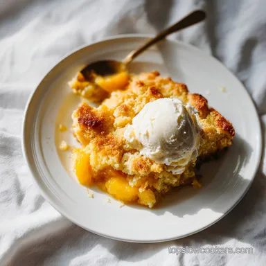 Peach Cobbler: Slow-Cooked for 8 Servings Recipe Card