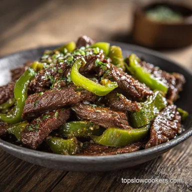 Pepperoncini Beef Slow Cooked for 8 Hours Recipe Card