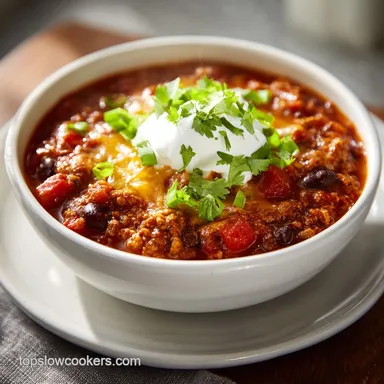 Turkey Chili: Slow Cooked for 8 Servings Recipe Card