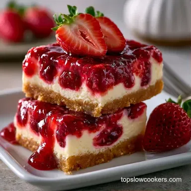 Crockpot Strawberry Cheesecake Bars (16) Recipe Card