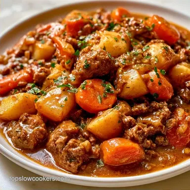 Easy Slow Cooker Hamburger Stew for 8