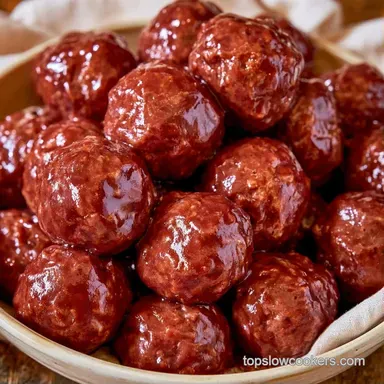 Grape Jelly SlowCooker Meatballs: Party Recipe Card