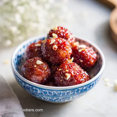 20 Minute Pepper Jelly Glazed Meatball with Garlic for 8 Servings Recipe Card