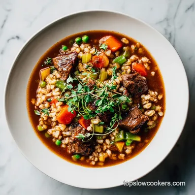 Slow Cooker Beef Barley Soup for 6 Servings