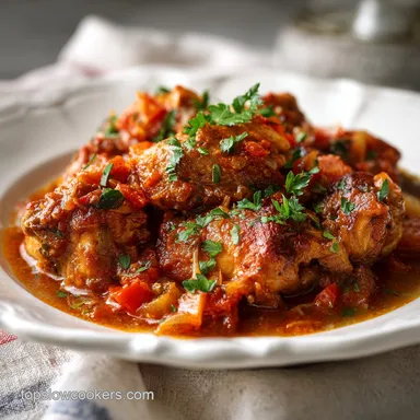 Slow Cooker Chicken Cacciatore for 6 Servings Recipe Card