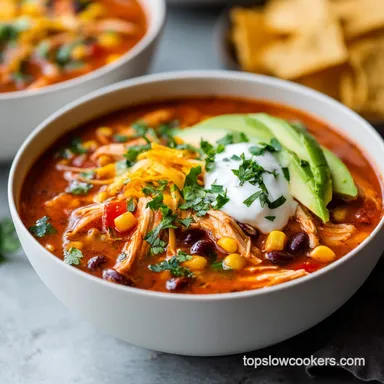 Slow Cooker Chicken Enchilada Soup for 6 Servings Recipe Card