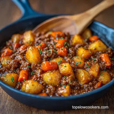 Slow Cooker Ground Beef with Potatoes Recipe Card