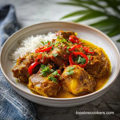 Slow Cooker Jamaican Curry Chicken Recipe | 4 Hours Recipe Card