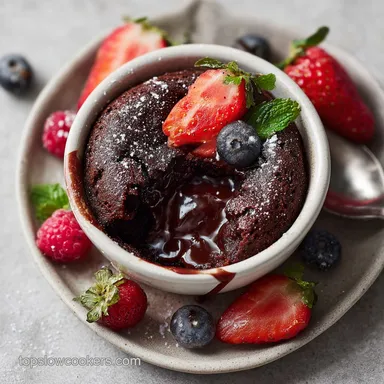 Slow Cooker Chocolate Lava Cake for 8 Servings Recipe Card
