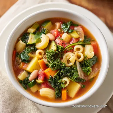 Slow Cooker Minestrone Soup Recipe for 8 Servings Recipe Card