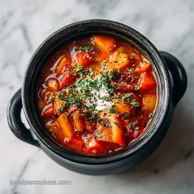 Slow Cooker Stuffed Pepper Soup for 8 Servings Recipe Card