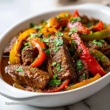 Slow Cooker Steak Fajitas for 6 Servings Recipe Card