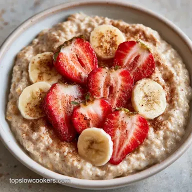 Slow Cooked Strawberry Banana Oatmeal Recipe Card