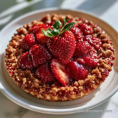 Slow Cooker Strawberry Cobbler Recipe Card