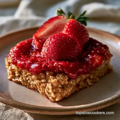 Slow Cooker Strawberry Oatmeal Bars Chewy Recipe Card