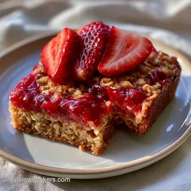 Slow Cooker Strawberry Oatmeal Bars Chewy