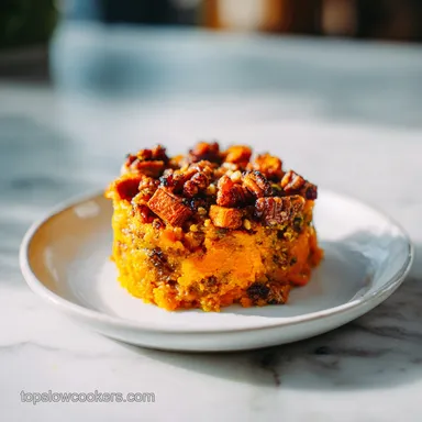 Slow Cooker Sweet Potato Casserole for 12 Servings Recipe Card