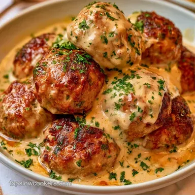 Creamy SlowCooker Swedish Meatballs Recipe Card