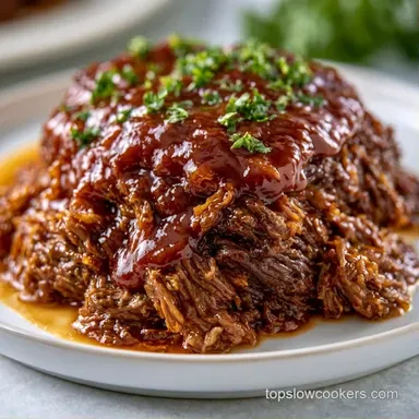 Slow Cooker Pulled Beef for 8 Servings Recipe Card