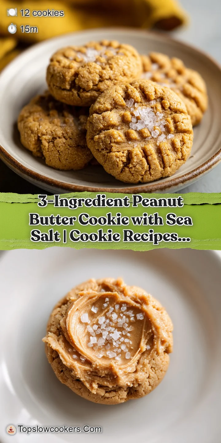 Close-up of a chewy peanut butter cookie with a delicate criss-cross pattern and glistening sea salt.