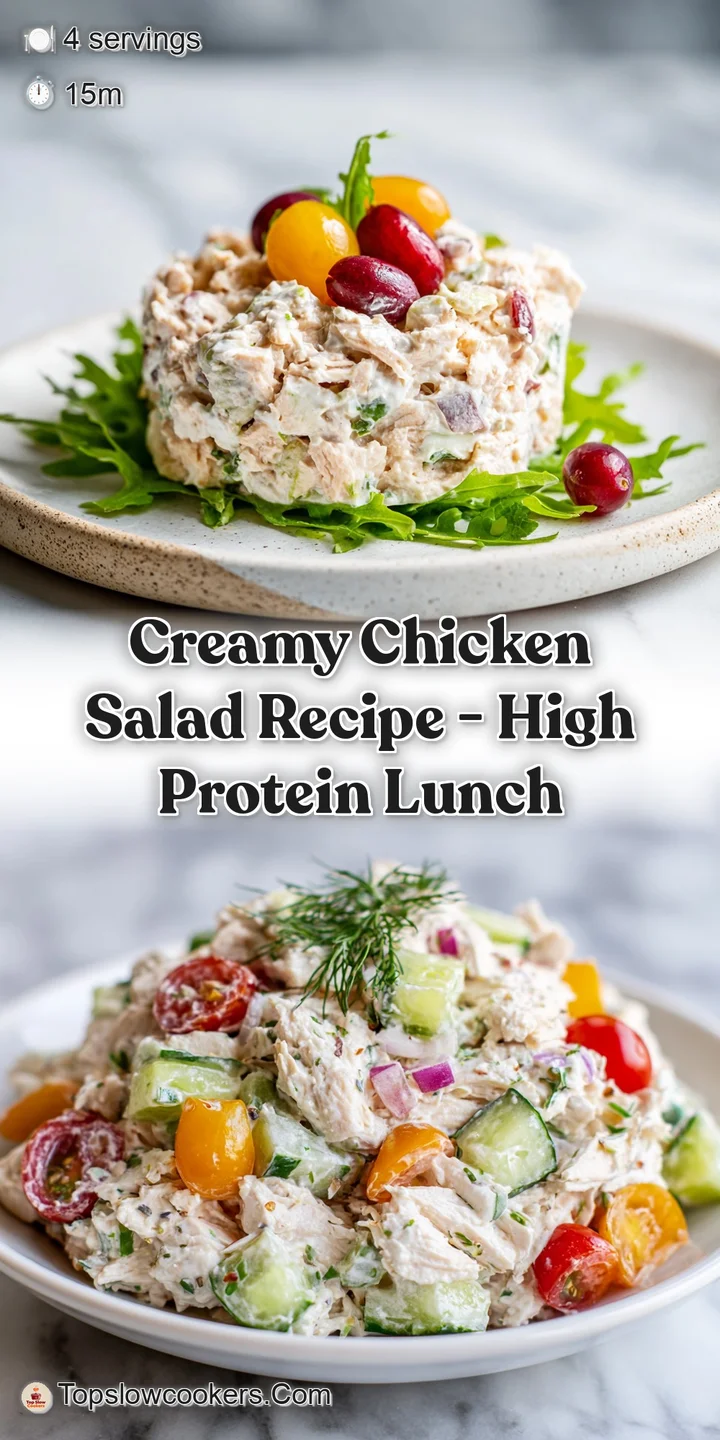 Close-up of creamy chicken salad with visible shredded chicken and crisp celery pieces.
