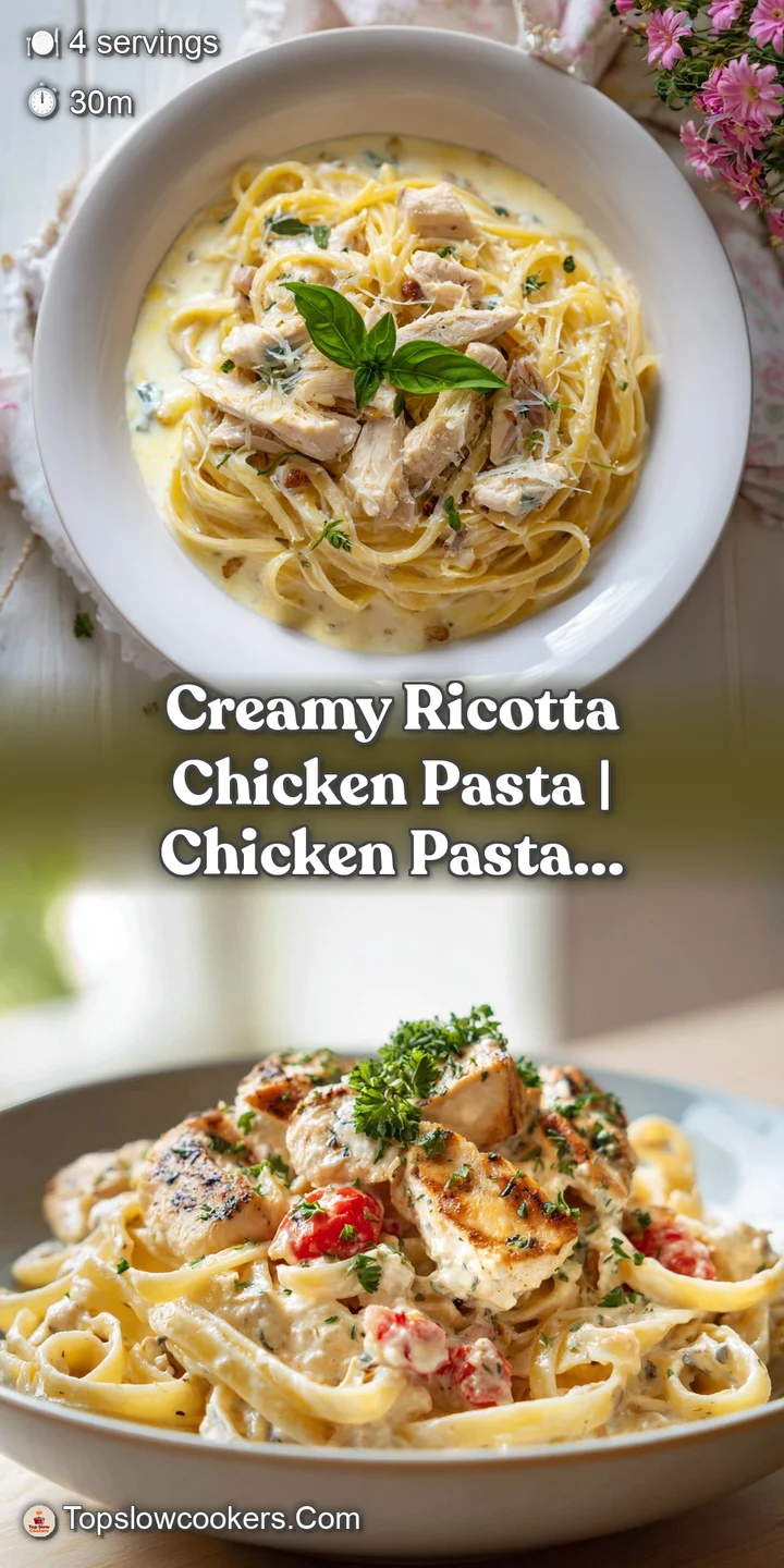 Close-up of creamy pasta clinging to tender chicken pieces, with a hint of golden cheese and fresh herb flecks.