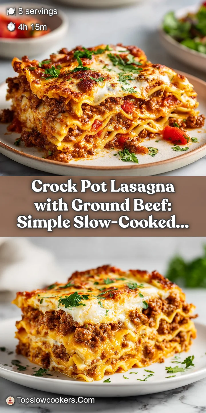 Close-up of lasagna layers: rich ground beef, vibrant red tomato sauce, creamy ricotta, and gooey, melted mozzarella.