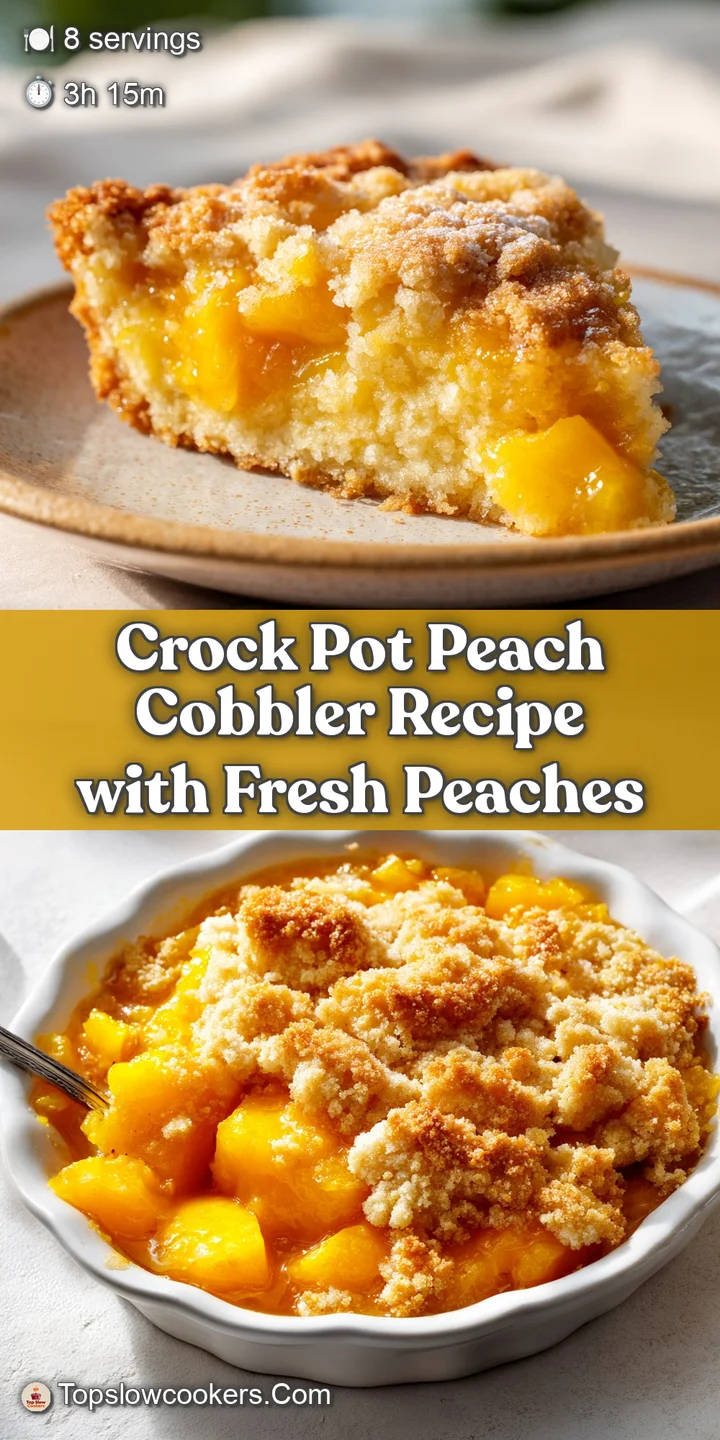 Close-up of a rustic peach cobbler, revealing the caramelized peaches, a hint of cinnamon, and a tempting, golden-brown, f...