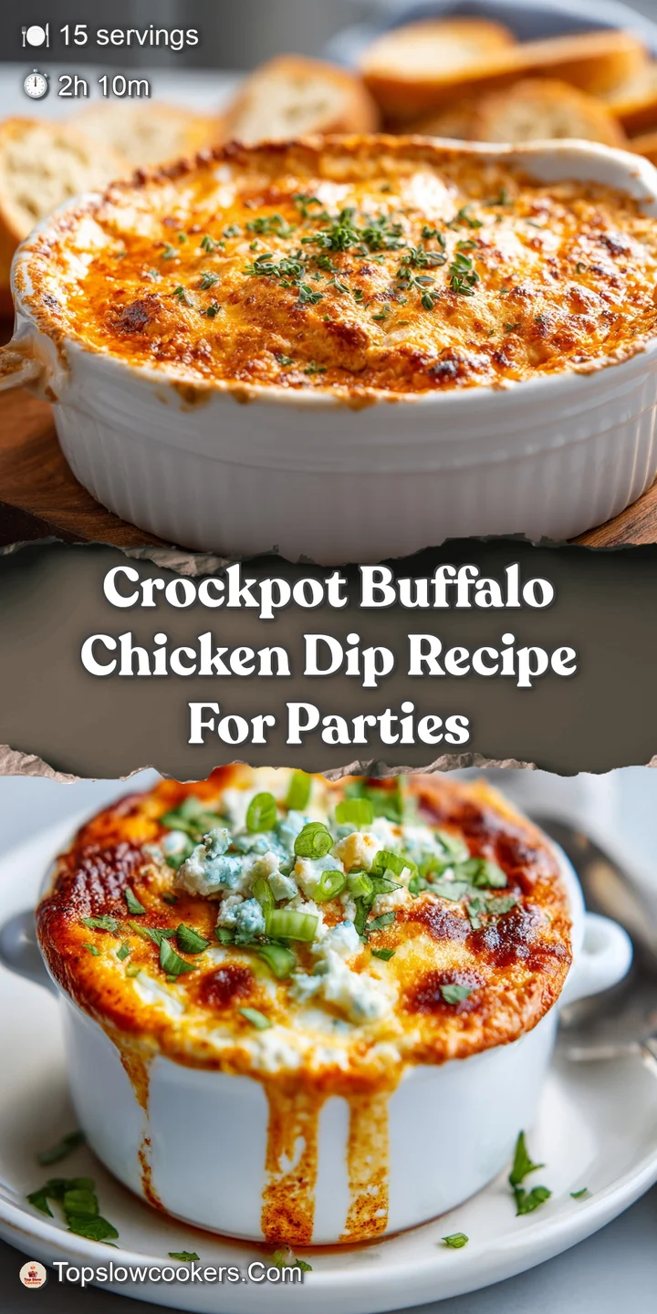 Close-up of buffalo chicken dip, melted cheese glistening, with visible shredded chicken and a sprinkle of red pepper flak...