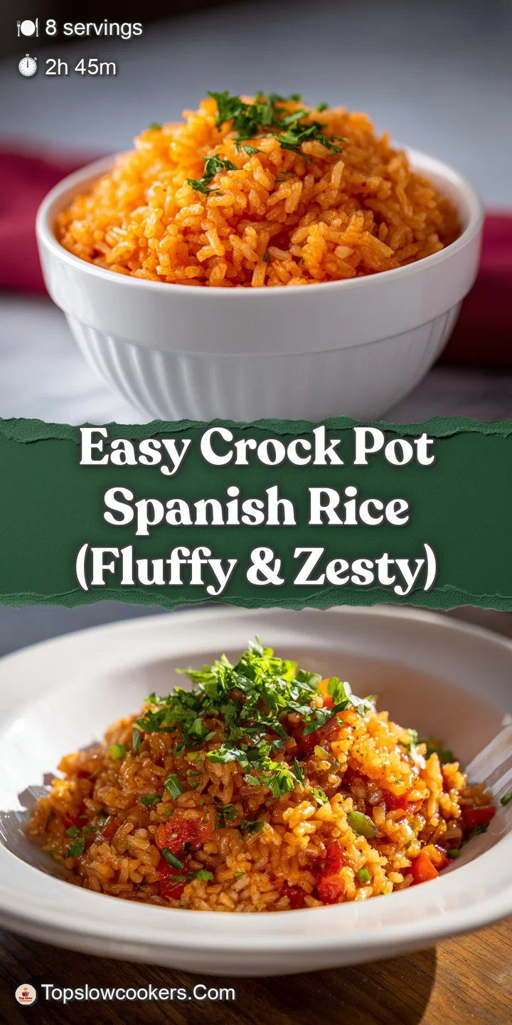 Close-up of Spanish rice, highlighting the tender grains and juicy bits of tomato, pepper, and onion.