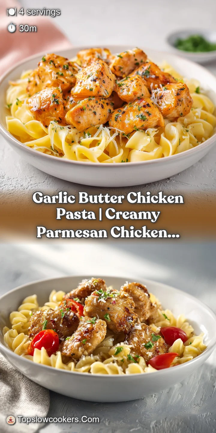 Close-up of fork-twirled pasta coated in rich, creamy sauce, with juicy chicken chunks and herbs.