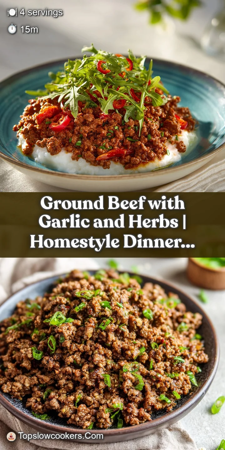 Close-up of seasoned ground beef, showing tender texture with hints of garlic and herbs.