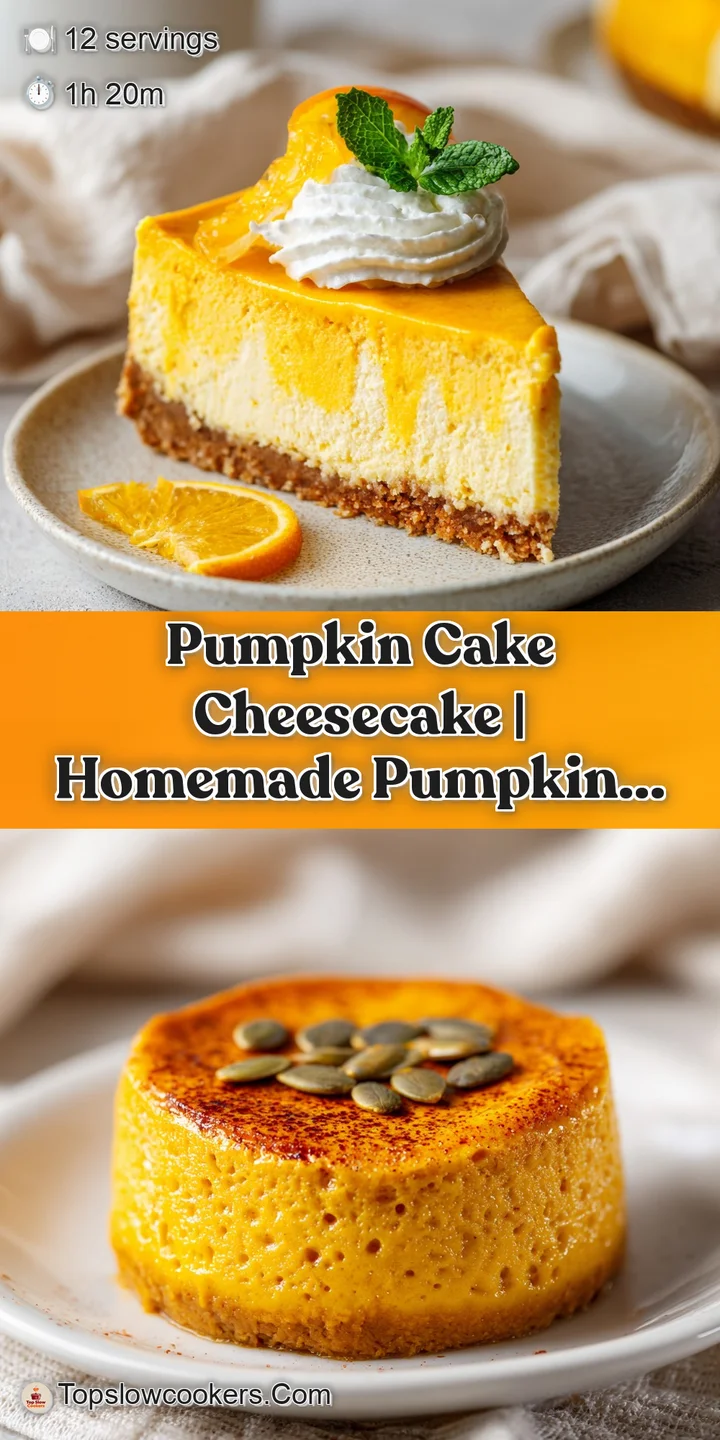 Close-up of a fluffy pumpkin cake slice with a smooth, pale cheesecake layer and visible spices.