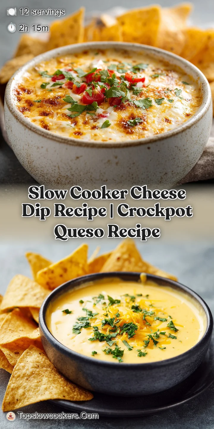 Close-up: Warm, gooey cheese dip with a silky sheen. Swirls of melted cheddar and Monterey Jack create an irresistible tex...