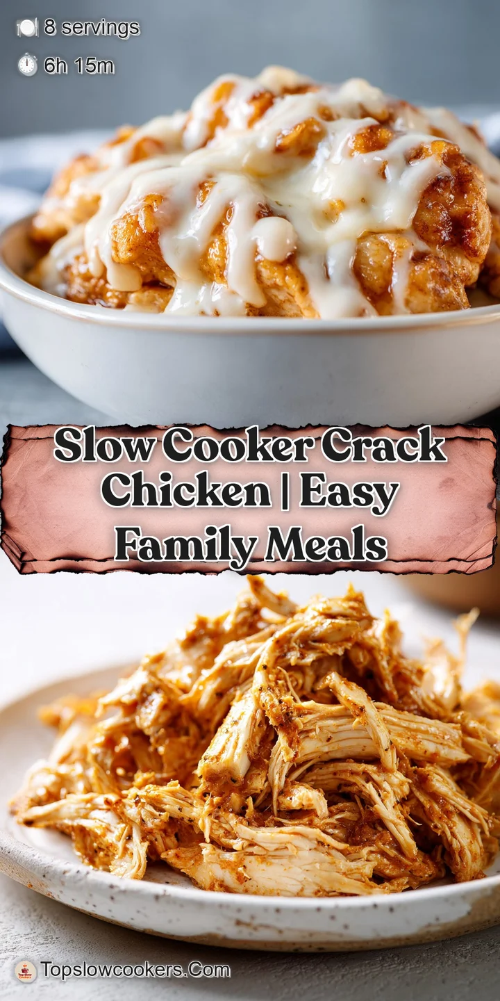 Close-up of crack chicken: Rich, creamy texture with bits of bacon and bright green herbs. Cheesy and tempting comfort food.