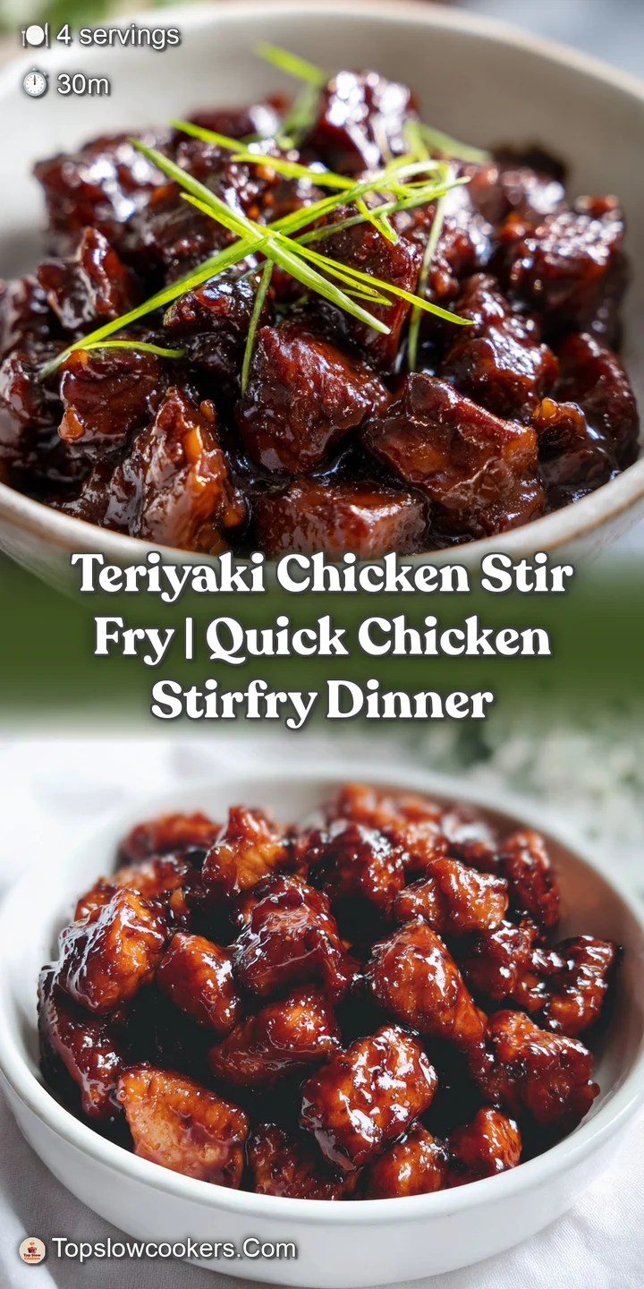 Macro shot of glistening, caramelized chicken pieces and snap peas drizzled in a thick, savory amber sauce