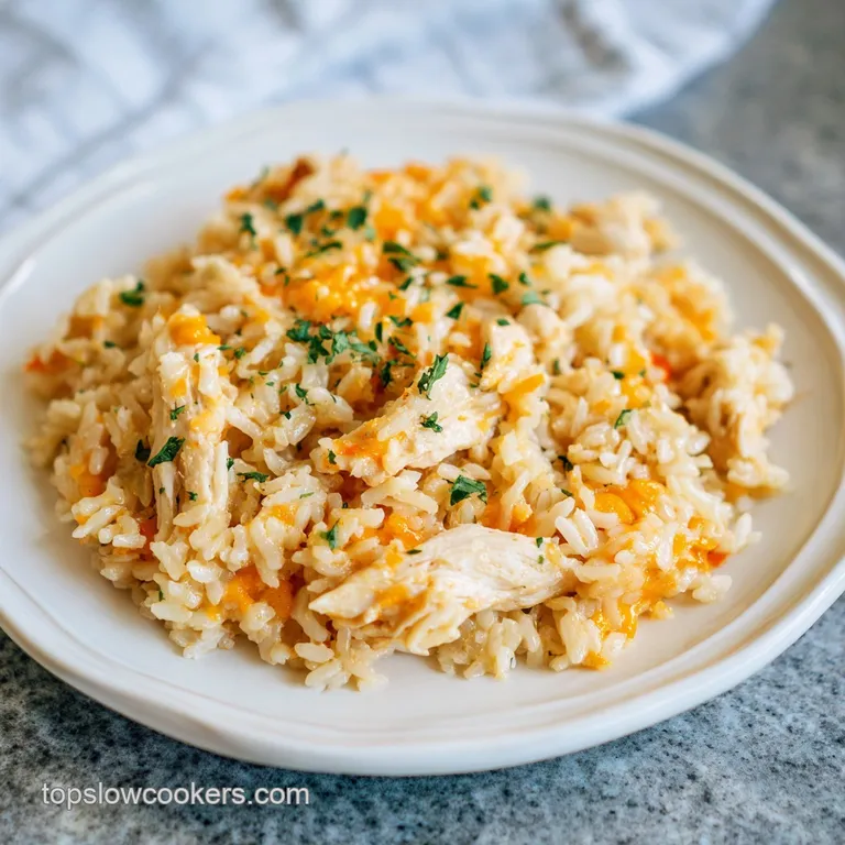 Cheesy Chicken and Rice: Velvety Slow Cooker Version