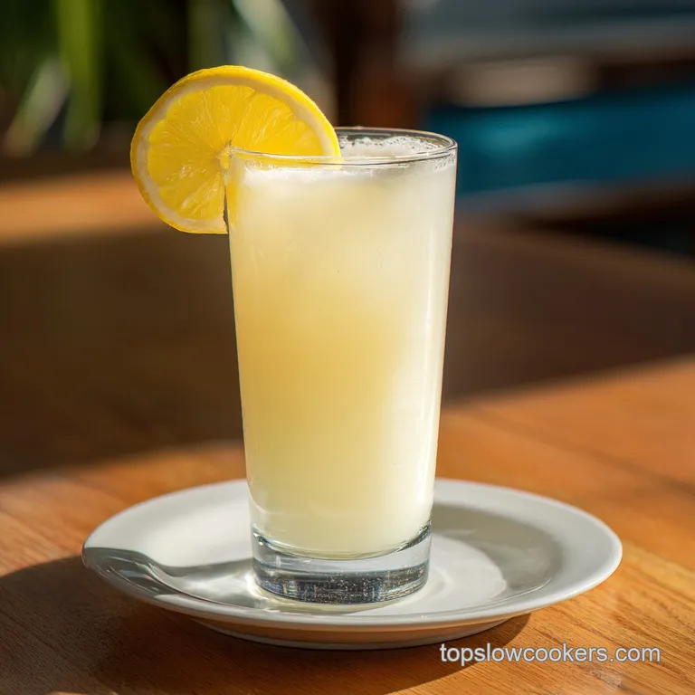 A chilled glass of velvety Brazilian lemonade, garnished with fresh mint and a slice of zesty lime.