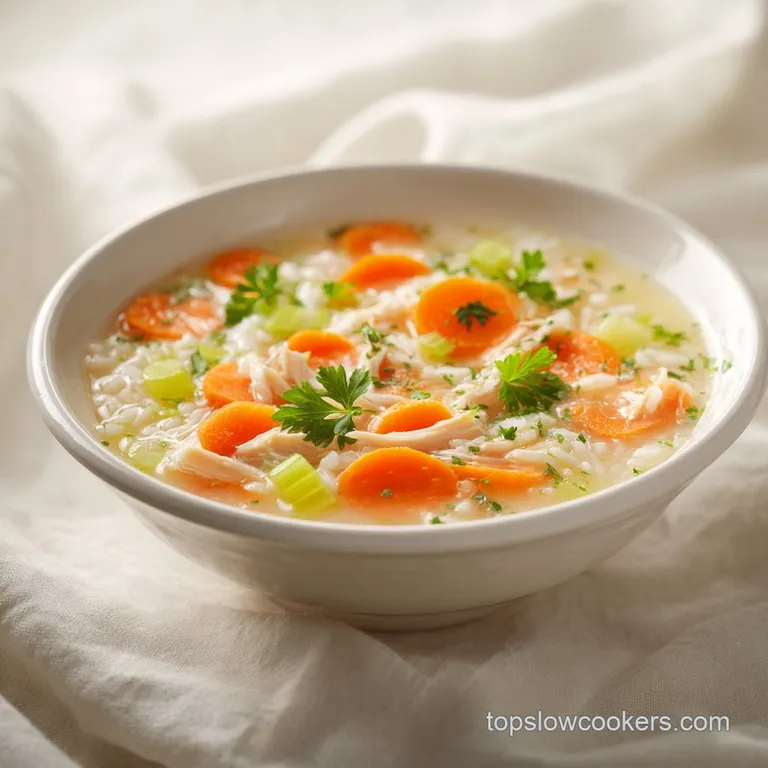 Elegant white bowl filled with velvety soup, topped with a sprig of fresh parsley and paired with a golden baguette.