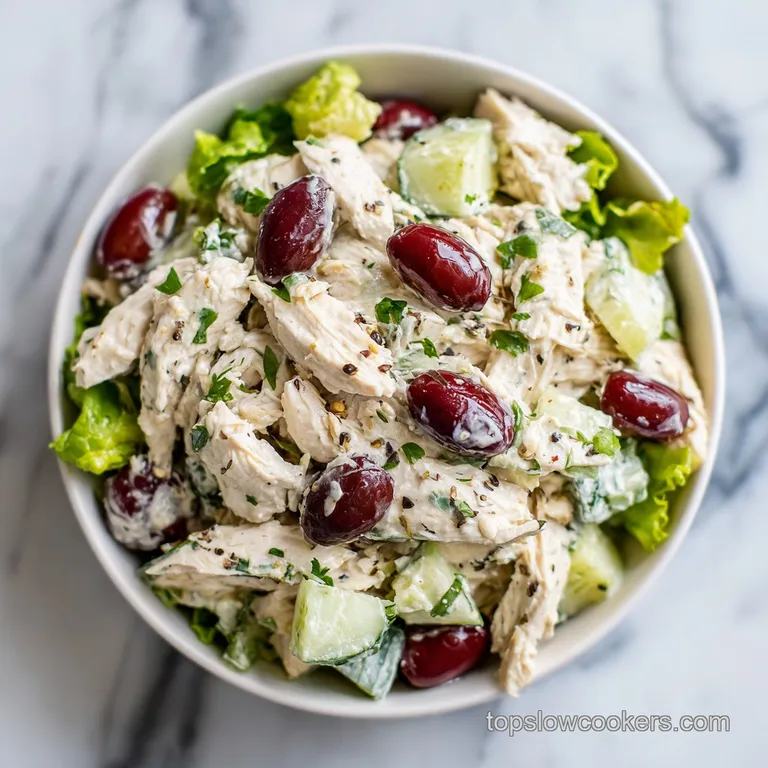 A delicate serving of chicken salad on toasted baguette slices, topped with fresh parsley.