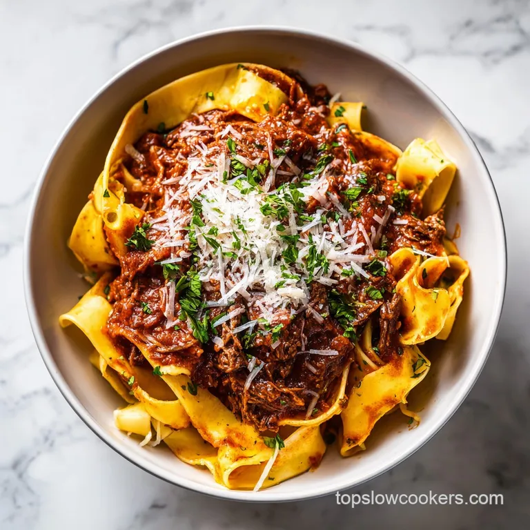 A generous swirl of vibrant ragu atop glistening pasta, dusted with parmesan and brightened by fresh parsley. Comfort food...