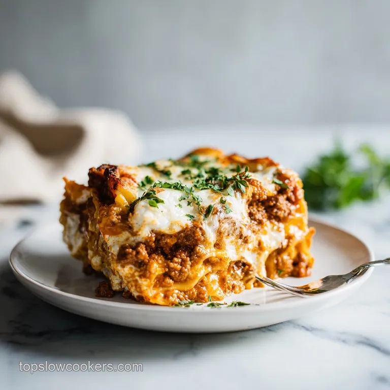 Crock Pot Lasagna with Ground Beef