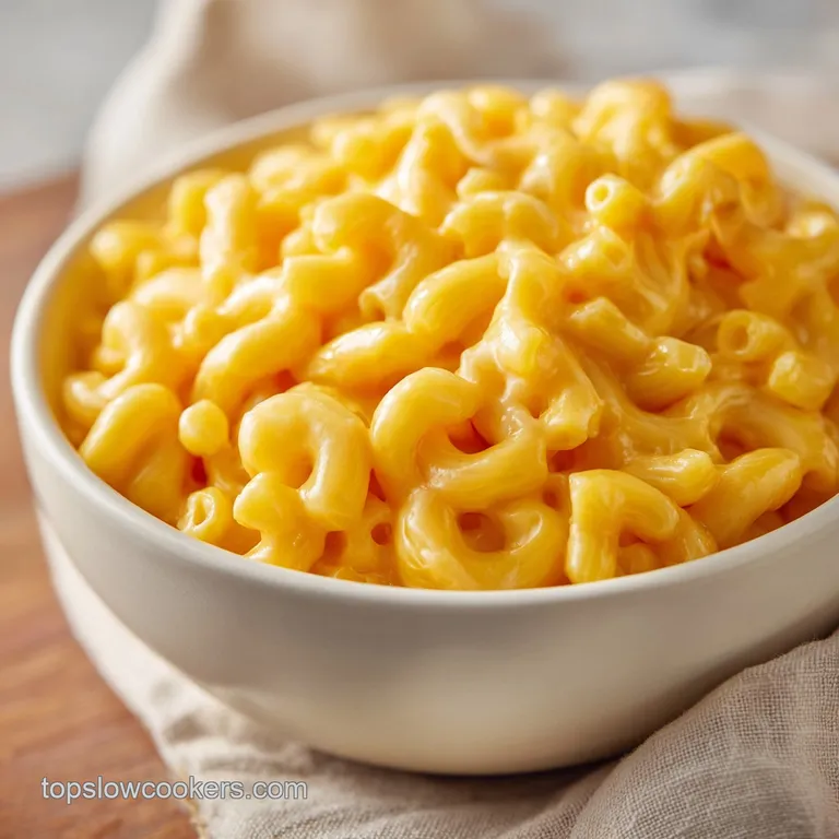 Elegant portion of mac and cheese with a perfectly golden crust, garnished with fresh parsley on a white plate.