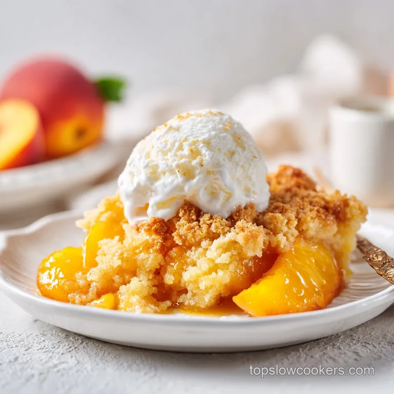 Crock Pot Peach Cobbler with Fresh Peaches
